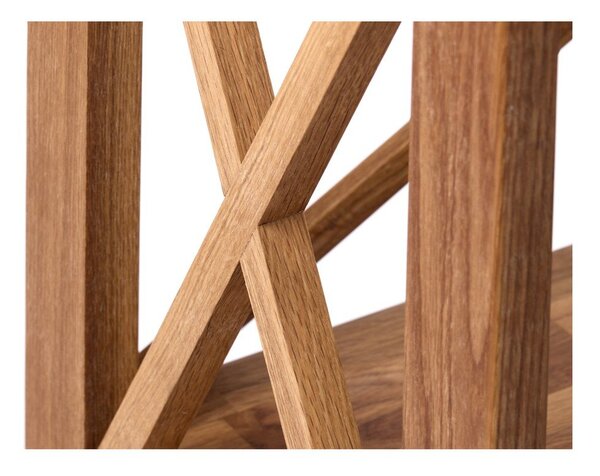 Regal iz masivnega hrasta v naravni barvi 70x161 cm X-Shelf – Unique Furniture