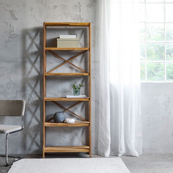 Regal iz masivnega hrasta v naravni barvi 70x198 cm X-Shelf – Unique Furniture