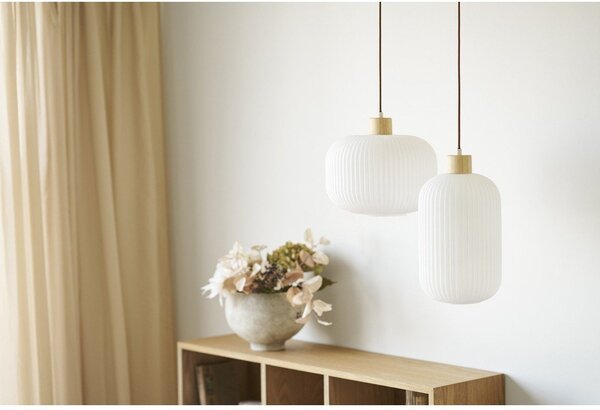 Bela viseča svetilka s steklenim senčilom ø 30 cm Argalo – House Nordic