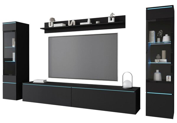P & B Dnevni Regal Vera, Črna, 4-Delno, Led