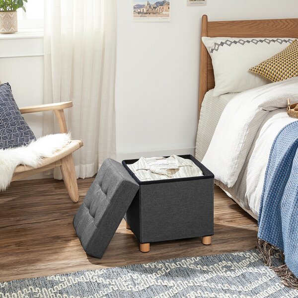 Tabure z nogicami in shranjevalnim prostorom OTO, 38x38x40cm, antracit SongmicsHome