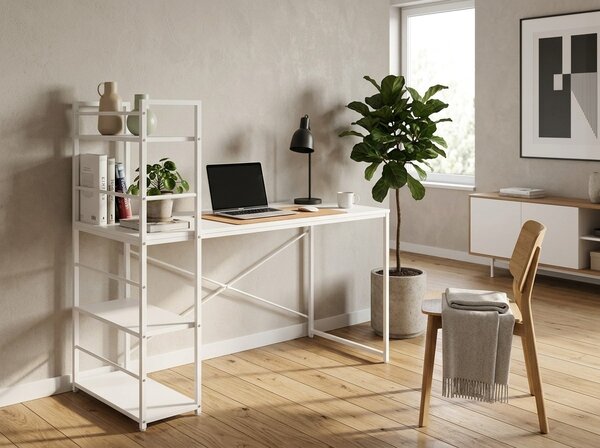 Pisalna miza MAX 4.0 z regalom 120x44 cm, bela