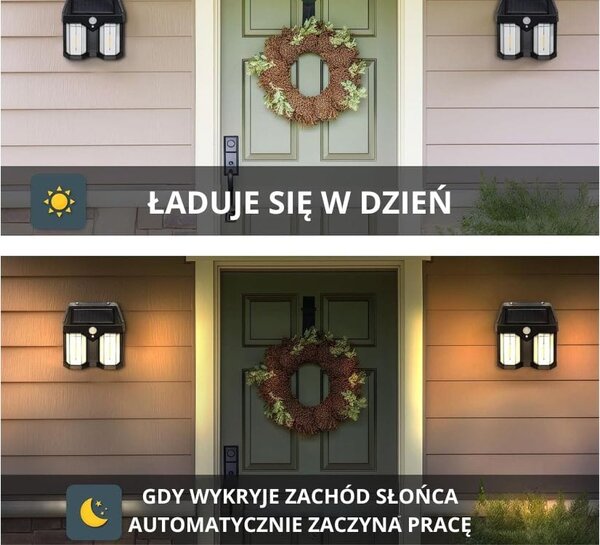 Solarna LED stenska svetilka s senzorjem gibanja 1200lm