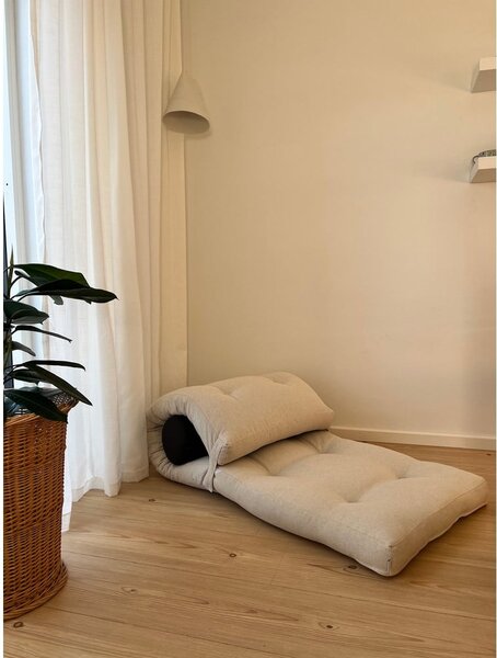 Sivo-bež futonska vzmetnica 70x200 cm Wrap Linen Beige/Dark Grey – Karup Design