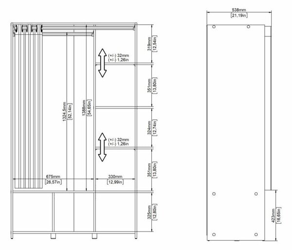 Bela/siva garderobna omara 105x180 cm Kit – Tvilum