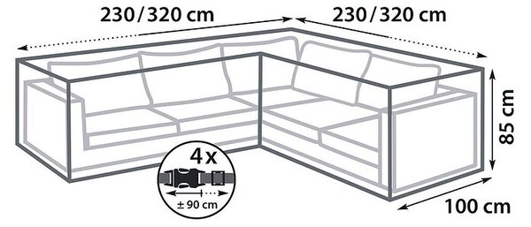 Sunfun Zaščitna prevleka za lounge set (Do x Š x V: 320 x 100 x 85 cm, Plastika)