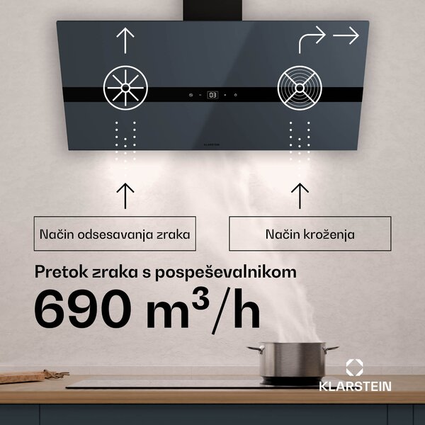 Klarstein WiFusion kuhinjska napa, WiFi, LED, 690 m³/h, A++