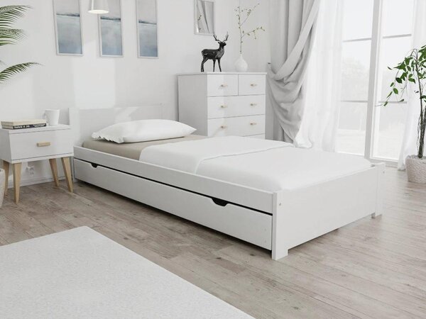 Postelja IKAROS 80 x 200 cm, bela Posteljno dno: Z letveno posteljno dno, Vzmetnica: Brez vzmetnice