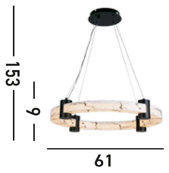 Moonbeam LED obesek, obroč, črna, bela, kovina