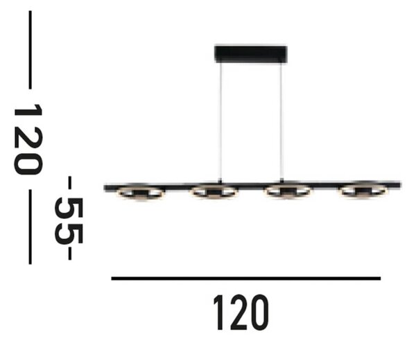 Obesek Space LED, štiri luči, črna, kovina