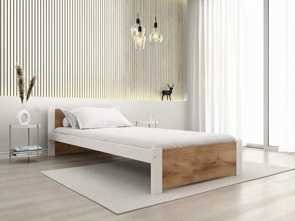 Postelja IKAROS 80 x 200 cm, bela/hrast artisan Posteljno dno: Z letveno posteljno dno, Vzmetnica: Brez vzmetnice