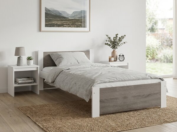 Postelja IKAROS 80 x 200 cm, bela/hrast tartuf Posteljno dno: Brez posteljnega dna, Vzmetnica: Brez vzmetnice