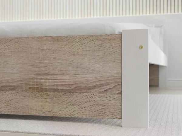 Postelja IKAROS 80 x 200 cm, bela/dub sonoma Posteljno dno: Z letveno posteljno dno, Vzmetnica: Brez vzmetnice