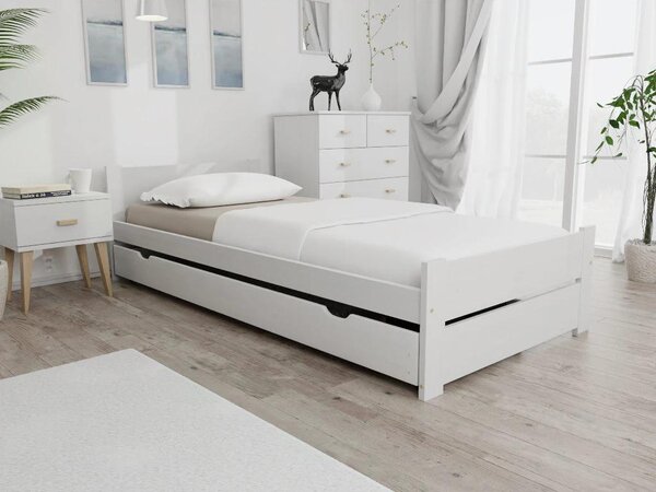 Postelja IKAROS DOUBLE 80 x 200 cm, bela Posteljno dno: Brez posteljnega dna, Vzmetnica: Brez vzmetnice