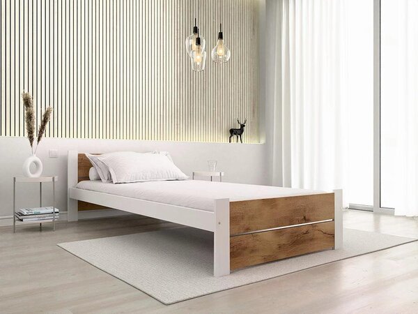 Postelja IKAROS DOUBLE 80 x 200 cm, bela/artisan hrast Posteljno dno: Brez posteljnega dna, Vzmetnica: Brez vzmetnice