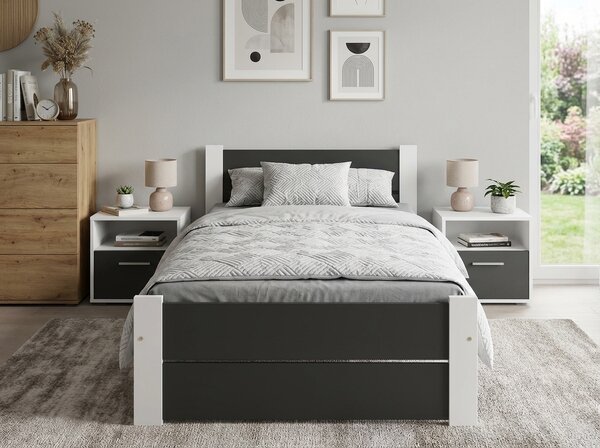 Postelja IKAROS DOUBLE 80 x 200 cm, antracit/bela Posteljno dno: Z letveno posteljno dno, Vzmetnica: Brez vzmetnice
