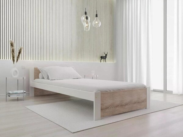 Postelja IKAROS 80 x 200 cm, bela/dub sonoma Posteljno dno: Z letveno posteljno dno, Vzmetnica: Brez vzmetnice