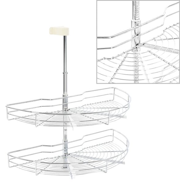 VidaXL Kuhinjska košara 2-nadstropna srebrna 180 stopinj 75x38x80 cm