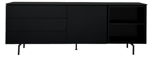 Črna nizka komoda 210x76 cm Plain – Tenzo