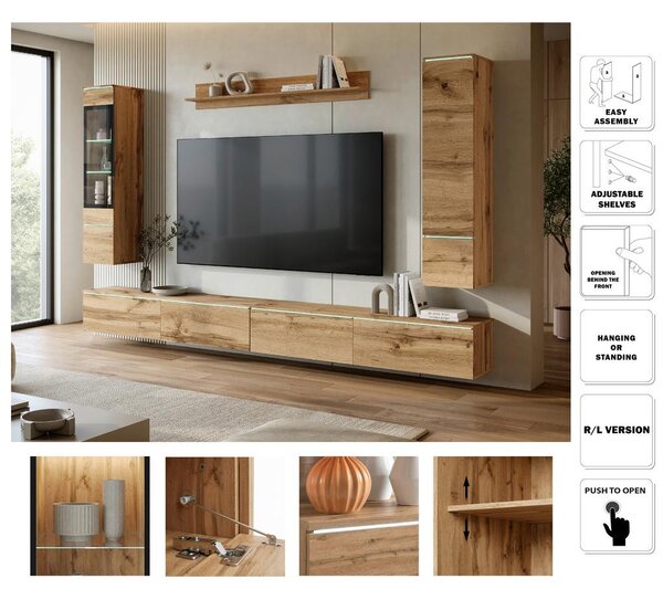 P & B Dnevni Regal Vera Xxl, Barva Hrasta, 5-Delni