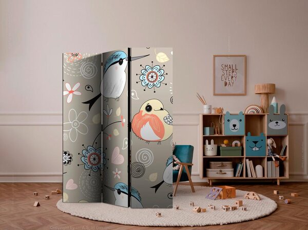 Artgeist Paravan Natural Pattern With Birds, 3-Delni, Dvostranski
