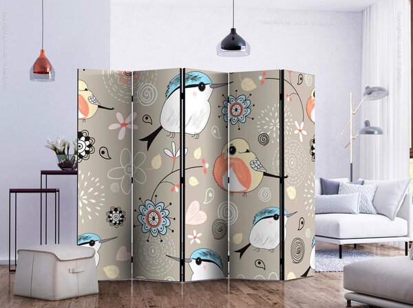 Artgeist Paravan Natural Pattern With Birds I, 5-Delni, Dvostranski