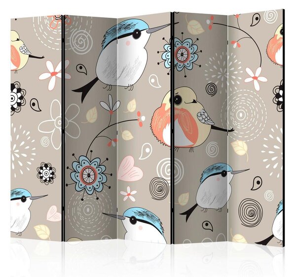 Artgeist Paravan Natural Pattern With Birds I, 5-Delni, Dvostranski