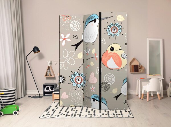 Artgeist Paravan Natural Pattern With Birds, 3-Delni, Dvostranski