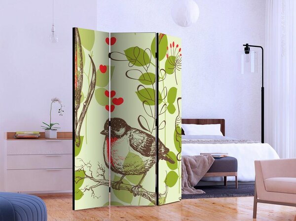 Artgeist Paravan Bird And Lilies, 3-Delni, Dvostranski