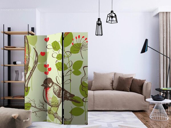 Artgeist Paravan Bird And Lilies, 3-Delni, Dvostranski