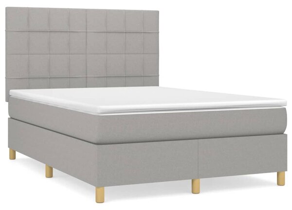 VidaXL Box spring postelja z vzmetnico svetlo siva 140x200 cm blago