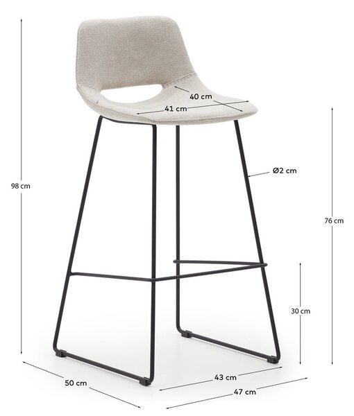 Bež barski stoli v kompletu 2 ks (višina sedeža 76 cm) Zahara – Kave Home