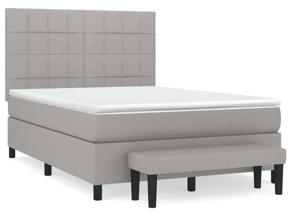 VidaXL Box spring posteljni z vzmetnico svetlo siv 140x190 cm blago