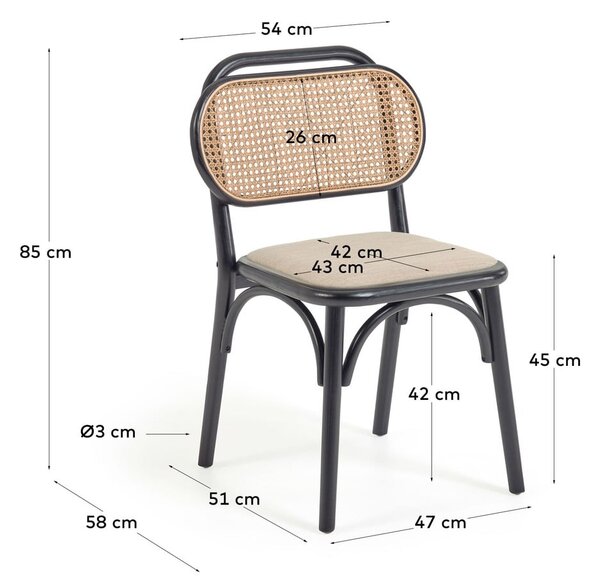 Črn/bež jedilni stol Doriane – Kave Home