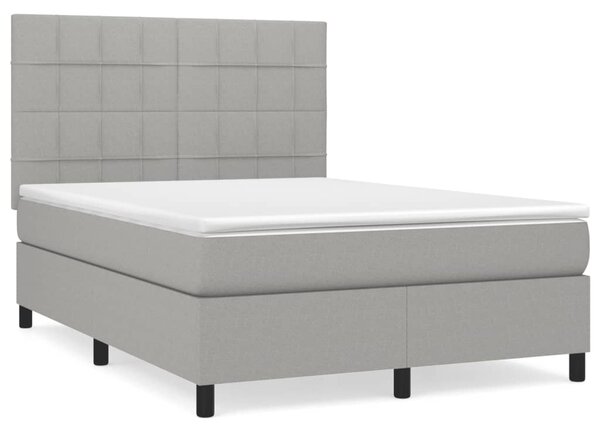 VidaXL Box spring posteljni z vzmetnico svetlo siv 140x190 cm blago