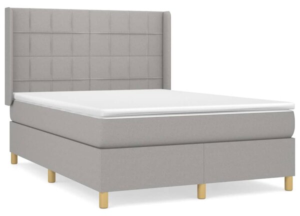 VidaXL Box spring postelja z vzmetnico svetlo siva 140x200 cm blago