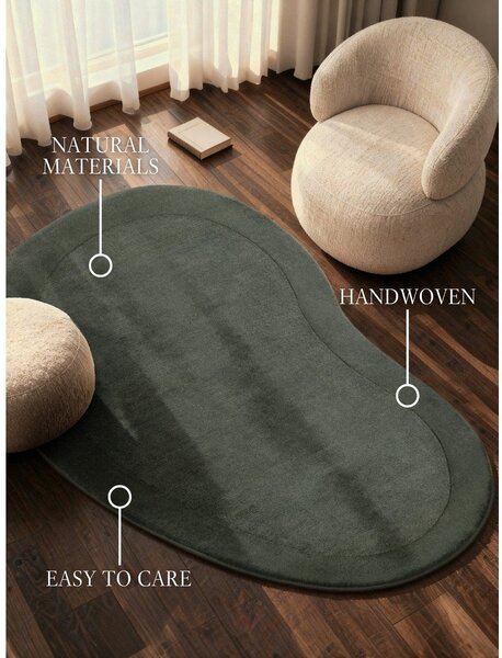 Temno zelena ročno tkana preproga iz mešanice volne 125x200 cm Kari Organic – Villeroy&Boch