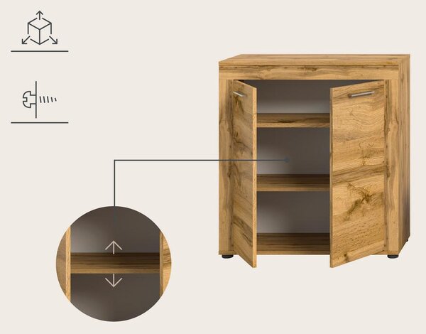 MID.YOU Dnevni Regal Jam, Barva Hrasta, 3-Delni