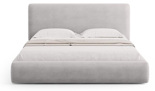 Svetlo siva oblazinjena zakonska postelja s prostorom za shranjevanje in letvenim dnom 180x200 cm Colonel – Cosmopolitan Design