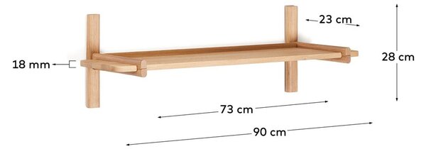 Sistem modularnih polic iz masivnega hrasta v naravni barvi 90x28 cm Sitra – Kave Home