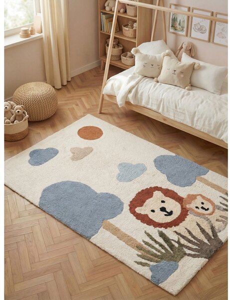 Kremno bela pralna/ročno tkana bombažna otroška preproga 140x200 cm Snuggle Lionel – Hanse Home