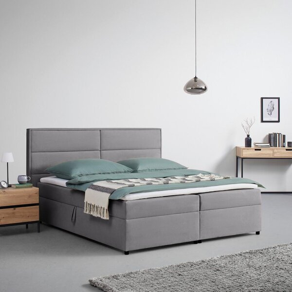 Bessagi Home Postelja Boxspring Kiara, Siva, Z Nadvložkom, 180x200