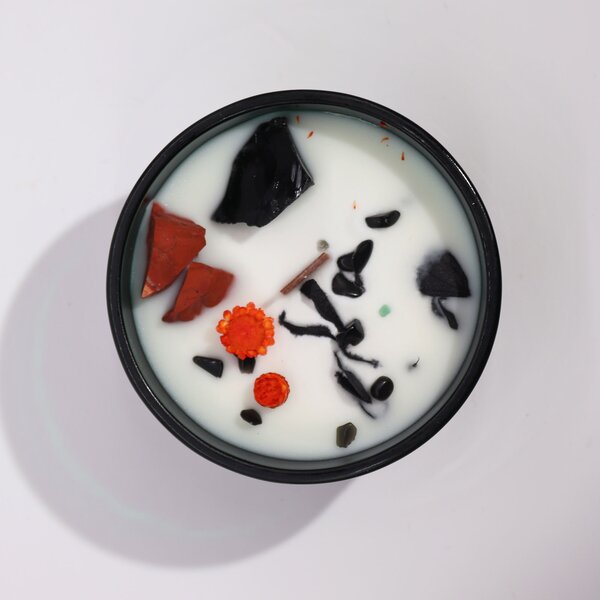 Hop Hare Kristalna sveča – Plamen skušnjave - Soy Wax, Fragrance, Glass, Gemstones - Majhna pozornost - Dan žena