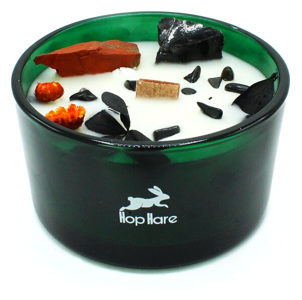 Hop Hare Kristalna sveča – Plamen skušnjave - Soy Wax, Fragrance, Glass, Gemstones - Majhna pozornost - Dan žena