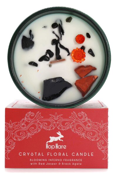 Hop Hare Kristalna sveča – Plamen skušnjave - Soy Wax, Fragrance, Glass, Gemstones - Majhna pozornost - Dan žena