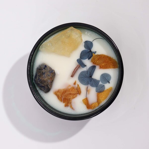 Hop Hare čarobna kristalna sveča – Sonce - Soy Wax, Fragrance, Glass, Gemstones - Majhna pozornost - Dan žena
