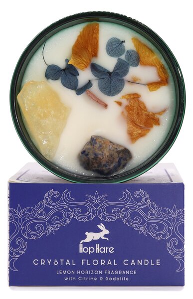 Hop Hare čarobna kristalna sveča – Sonce - Soy Wax, Fragrance, Glass, Gemstones - Majhna pozornost - Dan žena