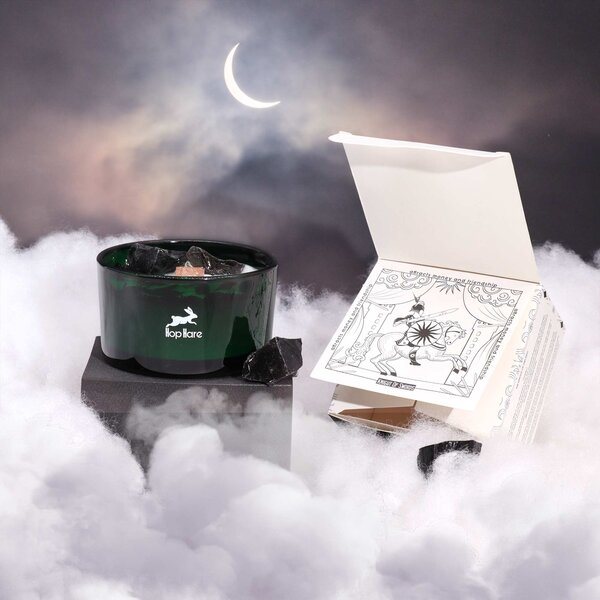 Hop Hare Kristalna sveča – Kralj mečev - Soy Wax, Fragrance, Glass, Gemstones - Majhna pozornost - Za 30 let