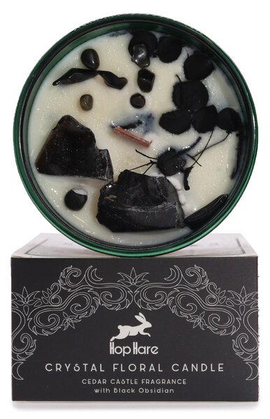 Hop Hare Kristalna sveča – Kralj mečev - Soy Wax, Fragrance, Glass, Gemstones - Majhna pozornost - Za 30 let