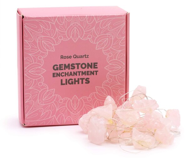 Čarobne lučke s kristali – Roževec- Rose Quartz - Gemstone, led lights - Baby shower - Božič
